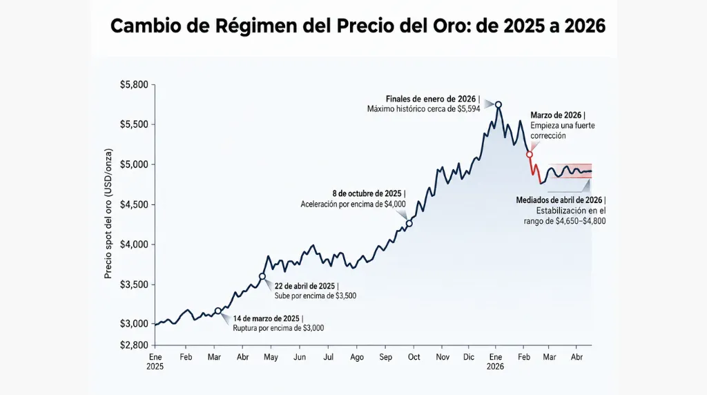 Cambio de régimen en el precio del oro: de 2025 a 2026