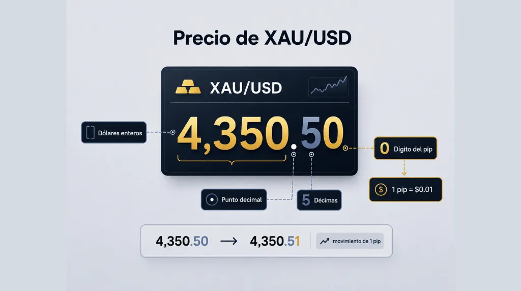 Cotización del precio del XAUUSD Vantage Markets 