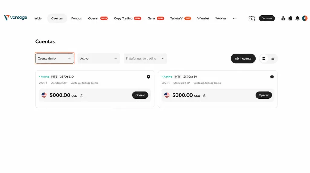 Cómo operar con oro: paso 16. Practica primero el flujo de trabajo en una cuenta demo de Vantage Markets.