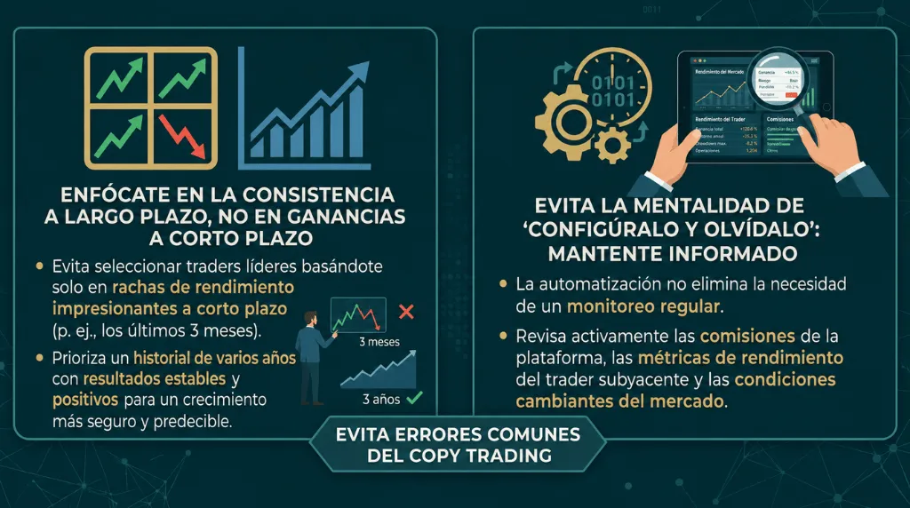 Infografía sobre los errores comunes del copy trading para principiantes Vantage Markets
