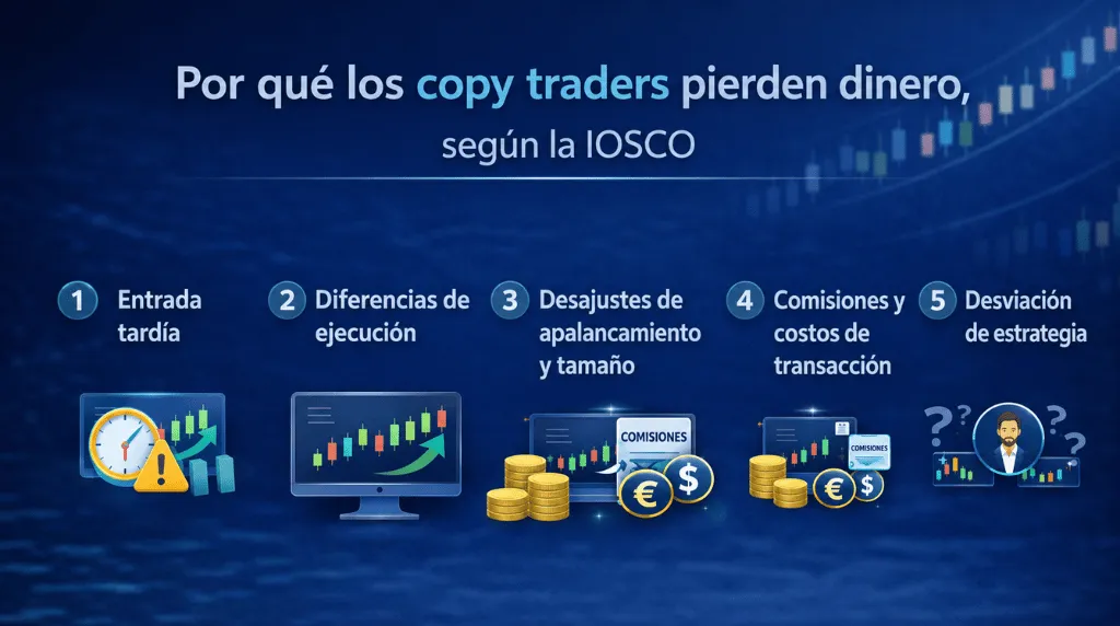 Por qué los operadores de copy trading pierden dinero, según IOSCO y Vantage Markets