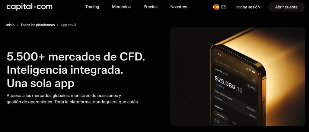 Para una Interfaz de CFD de Oro Mobile-First: Capital.com
