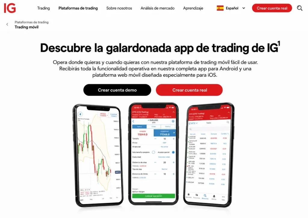 Para la Mayor Amplitud de Instrumentos de Oro en Móvil: IG