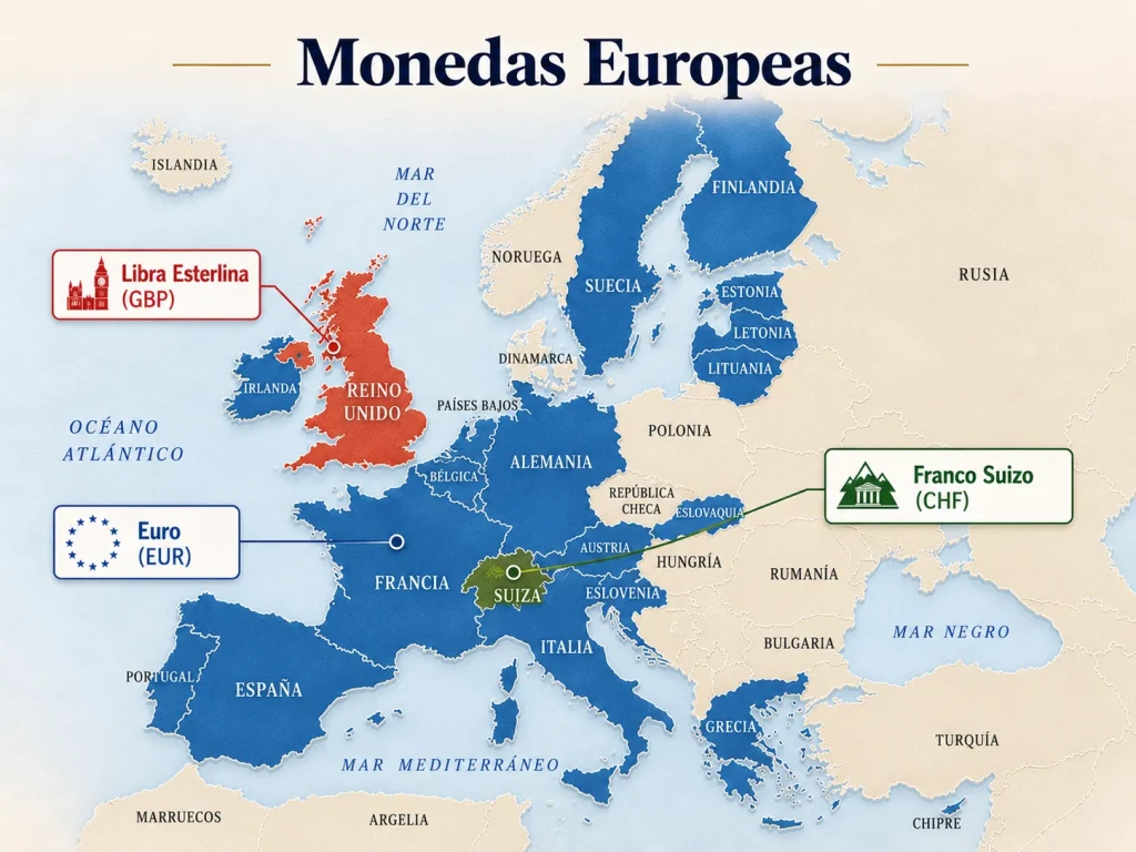 Mapa de Monedas Europeas Vantage Markets