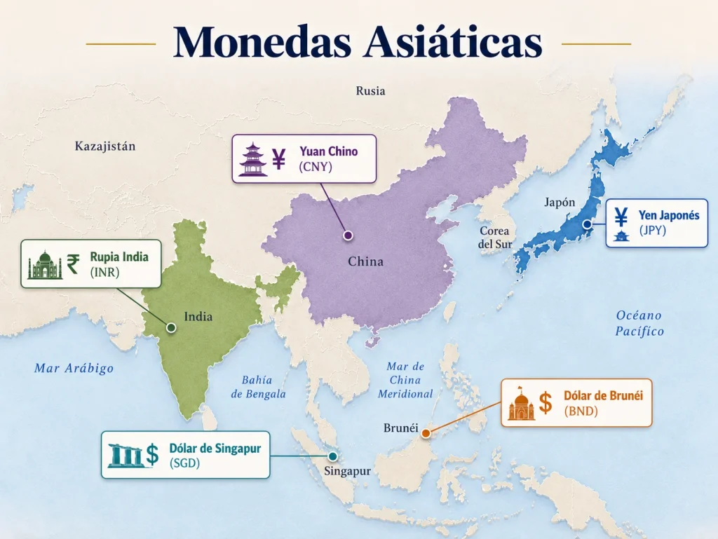 Monedas Asiáticas Mapa Ilustrado Vantage Markets