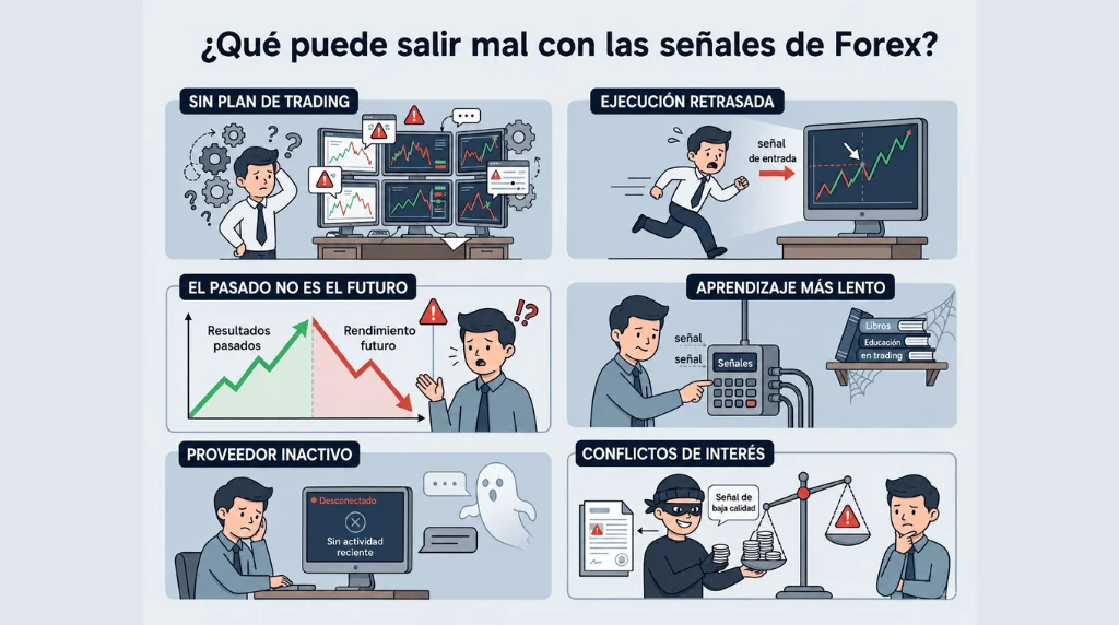 Figura 2: Riesgos habituales al utilizar señales de trading en forex