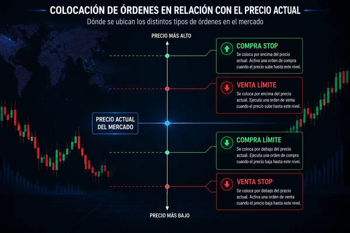 Colocación de órdenes en relación con el precio actual del mercado
