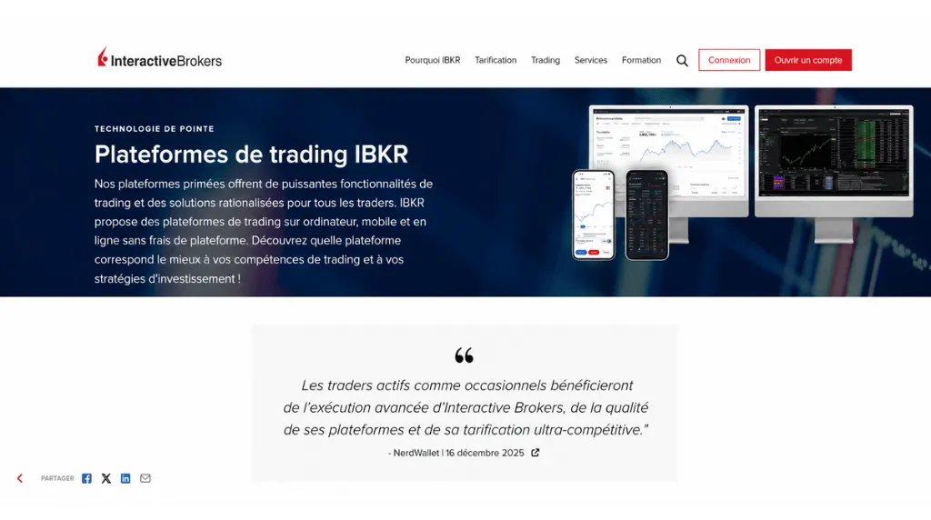 Capture d'écran des plateformes de trading IBKR, parmi les meilleures plateformes de day trading
