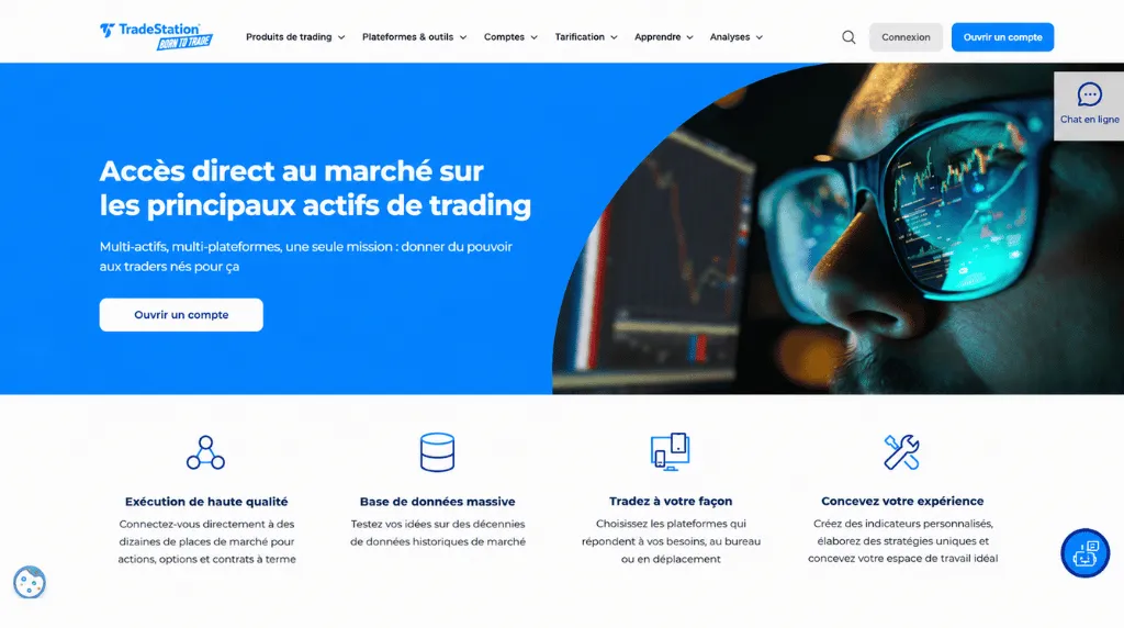 Capture d'écran du site de trading TradeStation, la meilleure plateforme de day trading