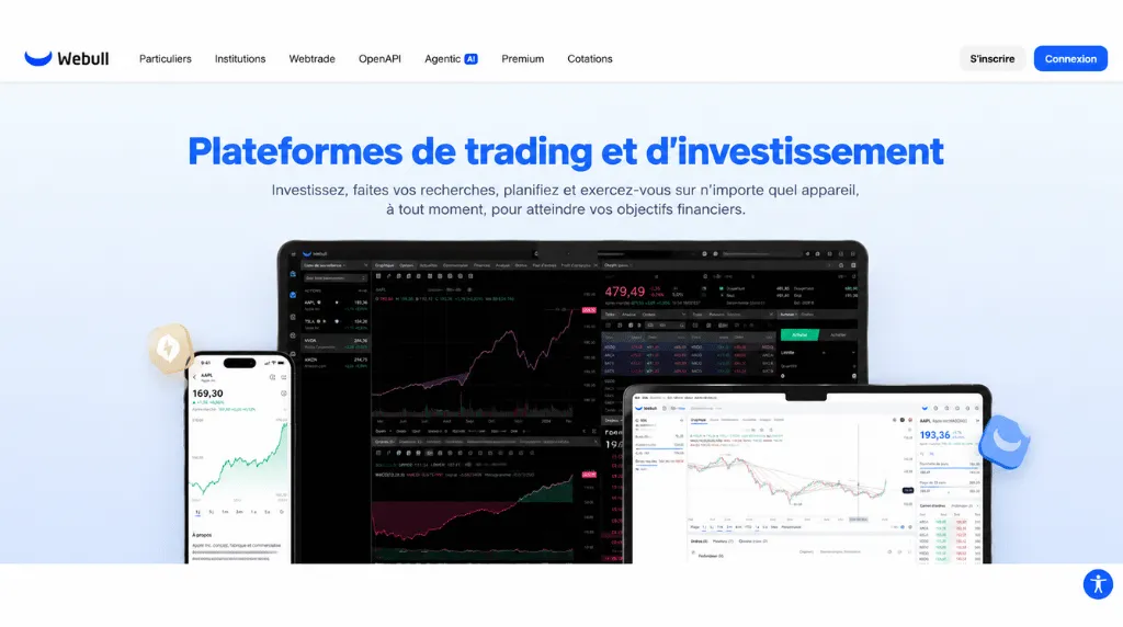 Capture d'écran de la plateforme de trading Webull, parmi les meilleures plateformes de day trading.