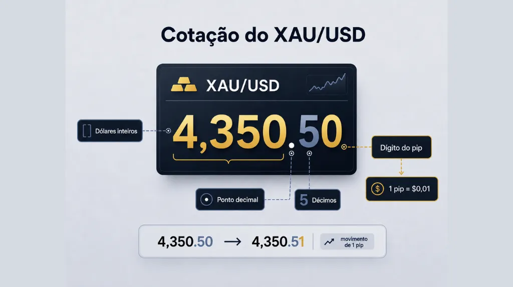 Cotação do preço do XAUUSD Vantage Markets