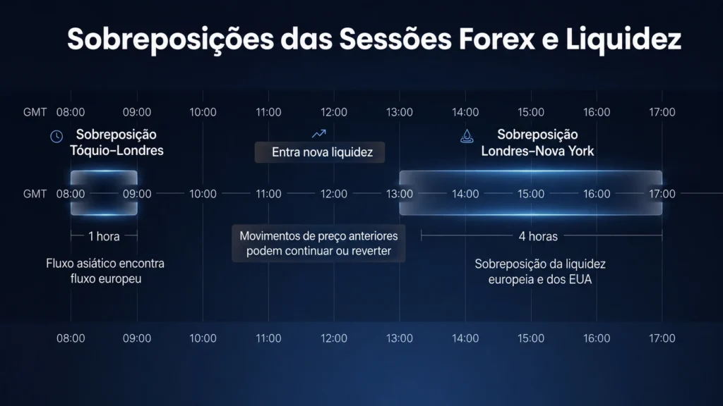 Sobreposição de sessões de forex e liquidez Vantage Markets