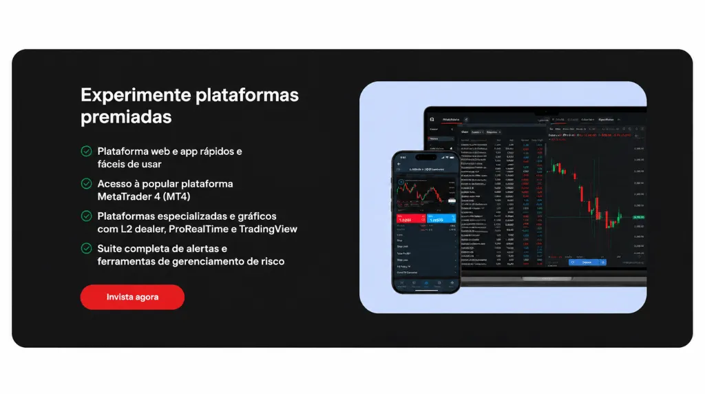 Captura de tela da plataforma de negociação da IG, uma das melhores plataformas para day trading