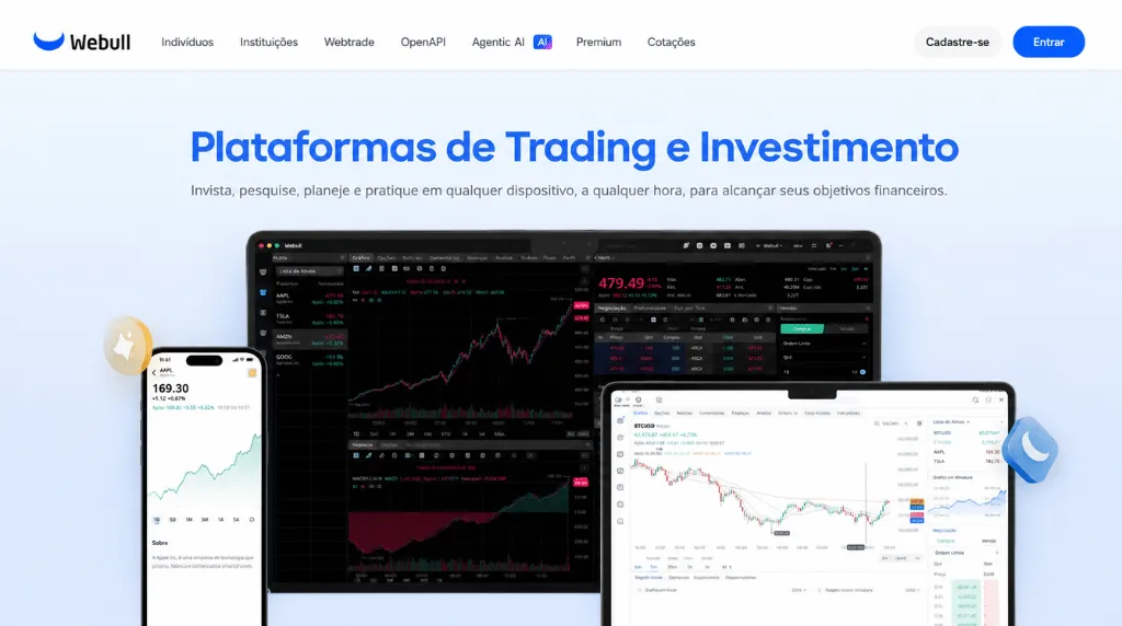 captura de tela da plataforma de negociação Webull, uma das melhores plataformas para day trading