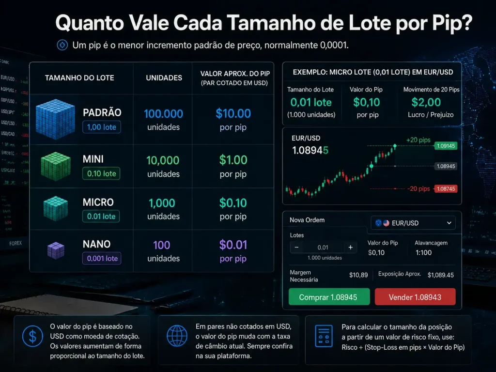 valor do pip tamanho do lote 