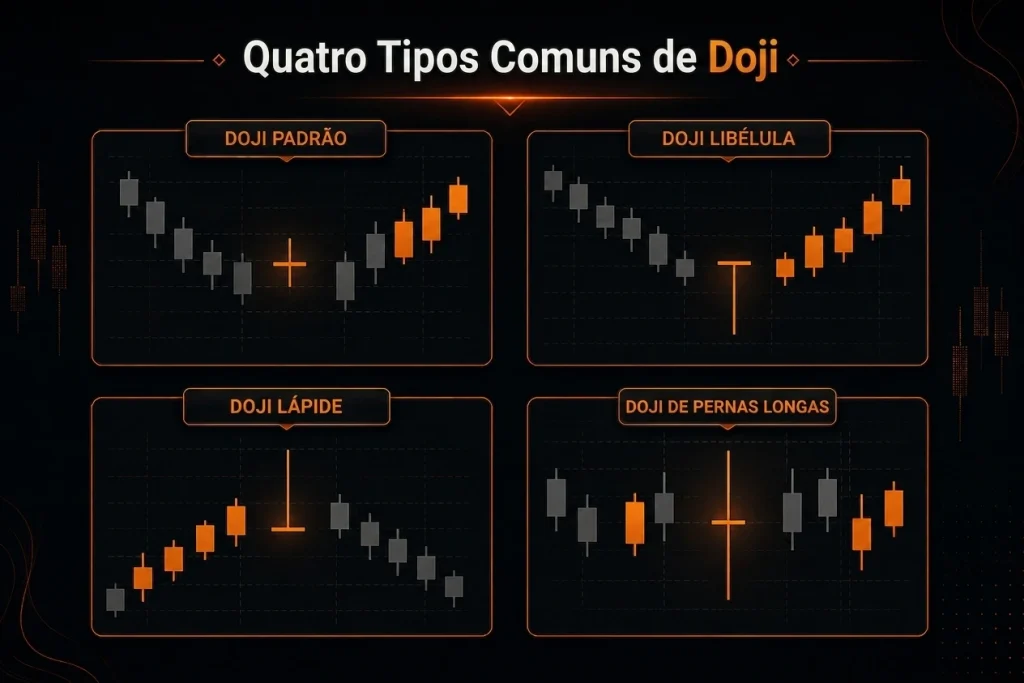 quatro tipos comuns de doji