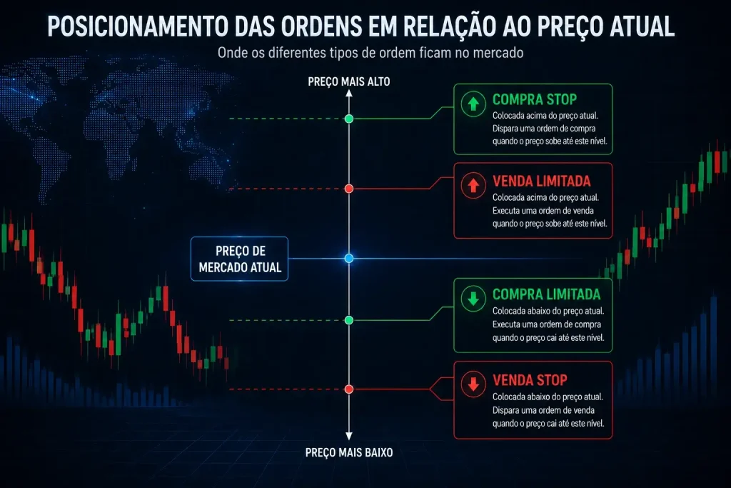 Posicionamento da ordem em relação ao preço atual