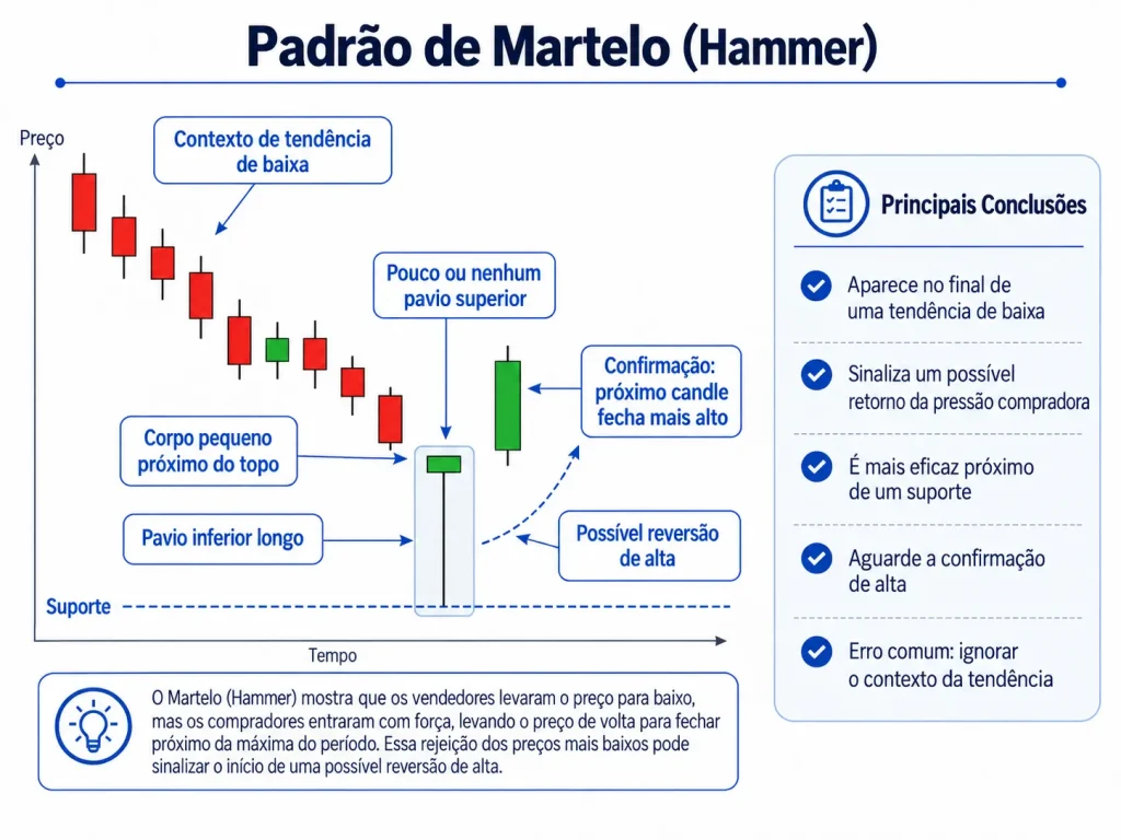 Padrão de Candlestick Martelo Vantage Markets