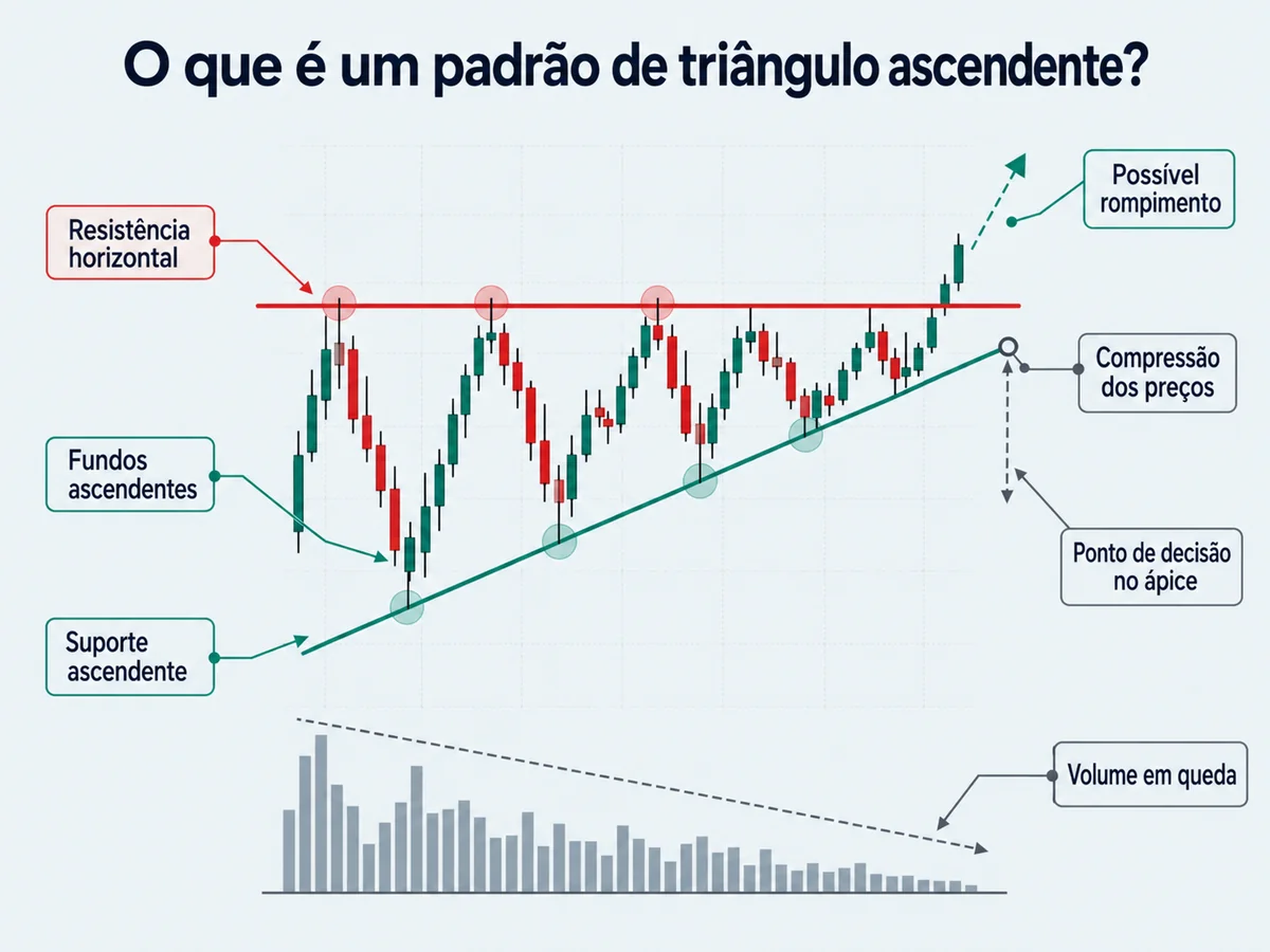 Anatomia de um triângulo ascendente em um gráfico de preços